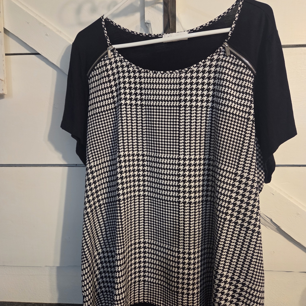 Calvin Klein Collection Black and White Houndstooth Tee